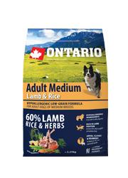 ONTARIO ADULT MEDIUM LAMB AND RICE HYPOALERGICZNA KARMA DLA PSÓW RAS ŚREDNICH