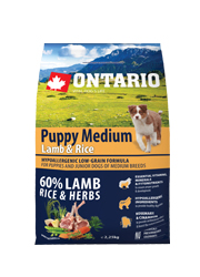 ONTARIO PUPPY MEDIUM LAMB AND RICE HYPOALERGICZNA KARMA DLA SZCZENIĄT RAS ŚREDNICH