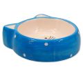 MAGIC CAT CERAMICZNA MISKA DLA KOTA niebieska w kształcie głowy kota