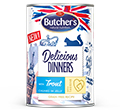 BUTCHERS DELICIOUS DINNERS KAWAŁKI Z PSTRĄGIEM W GALARETCE KARMA DLA KOTA