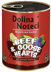 DOLINA NOTECI SUPERFOOD WOŁOWINA I SERCA GĘSI puszka dla psa