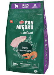 PAN MIĘSKO SUCHA KARMA DLA PSA XL z ziołami indyk z krewetkami