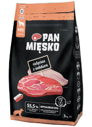 PAN MIĘSKO SUCHA KARMA DLA PSA XS z cielęciną i indykiem