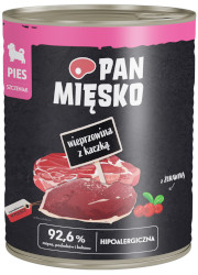 PAN MIĘSKO MOKRA KARMA DLA SZCZENIĄT wieprzowina z kaczką