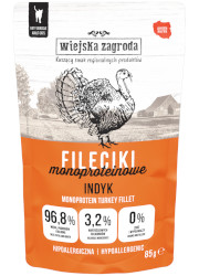 WIEJSKA ZAGRODA FILECIKI MONOPROTEINOWE KARMA DLA KOTA indyk