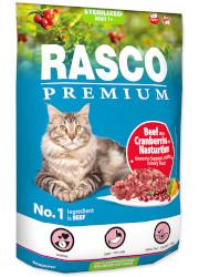 RASCO PREMIUM CAT STERILISED KARMA DLA KOTA - z wołowiną żurawiną i nasturcją