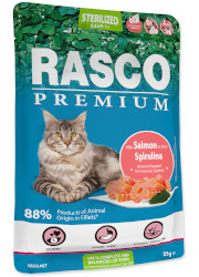 RASCO PREMIUM STERILISED KARMA DLA KOTA - łosoś i spirulina fileciki w sosie